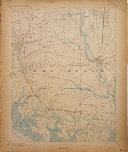 Genuine-Antique-Map-Bridgeton-New-Jersey---1910-U-S-Geological-Survey--Maps-Of-Antiquity