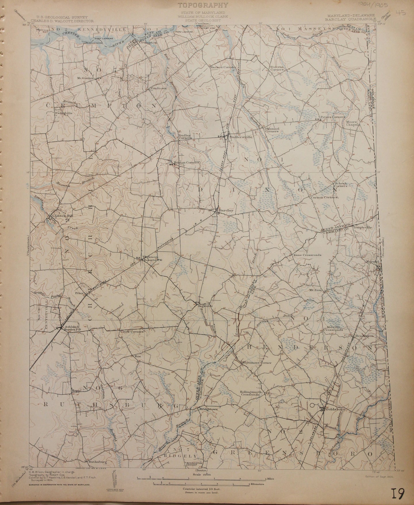 Genuine-Antique-Map-Barclay-Maryland-Delaware--1905-U-S-Geological-Survey--Maps-Of-Antiquity