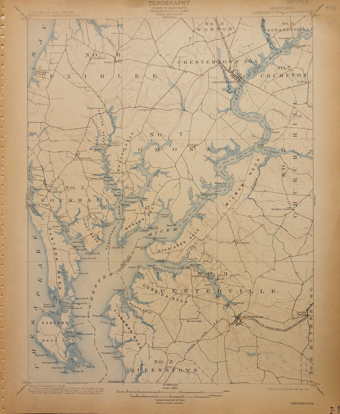 Genuine-Antique-Map-Chestertown--Maryland--1913-U-S-Geological-Survey--Maps-Of-Antiquity