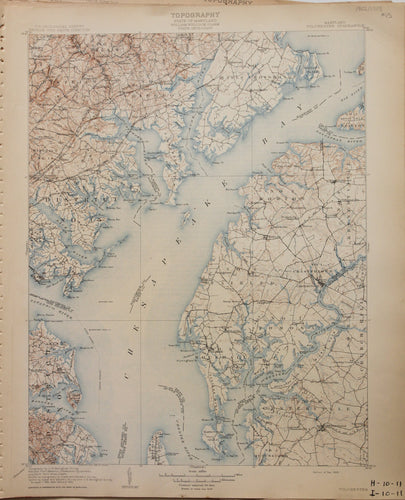 Genuine-Antique-Map-Tolchester-Maryland--1908-U-S-Geological-Survey--Maps-Of-Antiquity