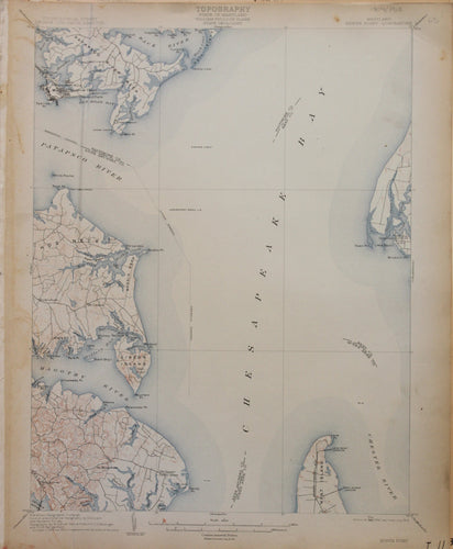 Genuine-Antique-Map-North-Point--Maryland---1913-U-S-Geological-Survey--Maps-Of-Antiquity