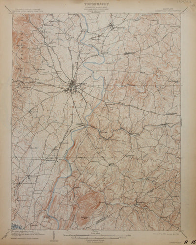 Genuine-Antique-Map-Ijamsville-Maryland--1913-U-S-Geological-Survey--Maps-Of-Antiquity