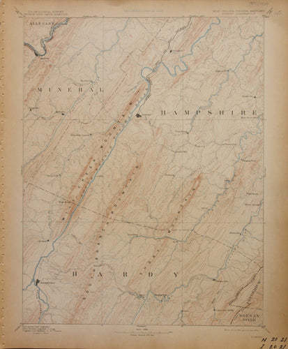 Genuine-Antique-Map-Romney-West-Virginia-Virginia-Maryland--1909-U-S-Geological-Survey--Maps-Of-Antiquity