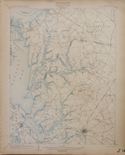 Genuine-Antique-Map-St-Michaels-Maryland--1904-U-S-Geological-Survey--Maps-Of-Antiquity