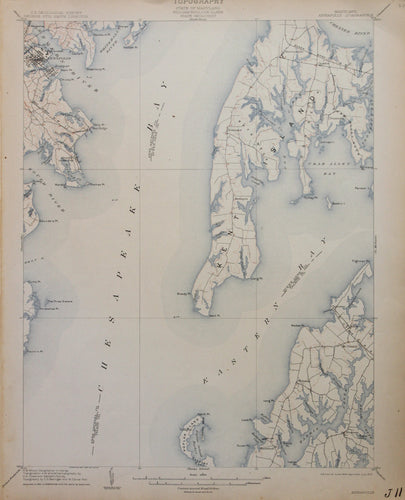 Genuine-Antique-Map-Annapolis-Maryland--1913-U-S-Geological-Survey--Maps-Of-Antiquity