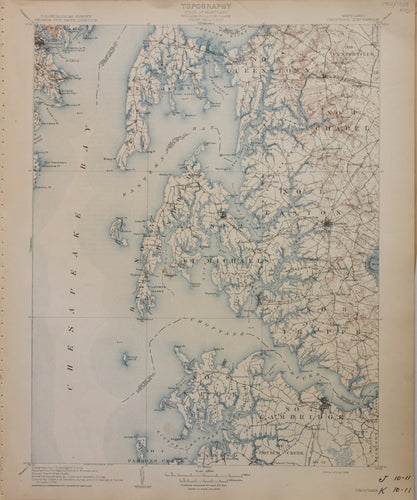 Genuine-Antique-Map-Choptank-Maryland--1908-U-S-Geological-Survey--Maps-Of-Antiquity