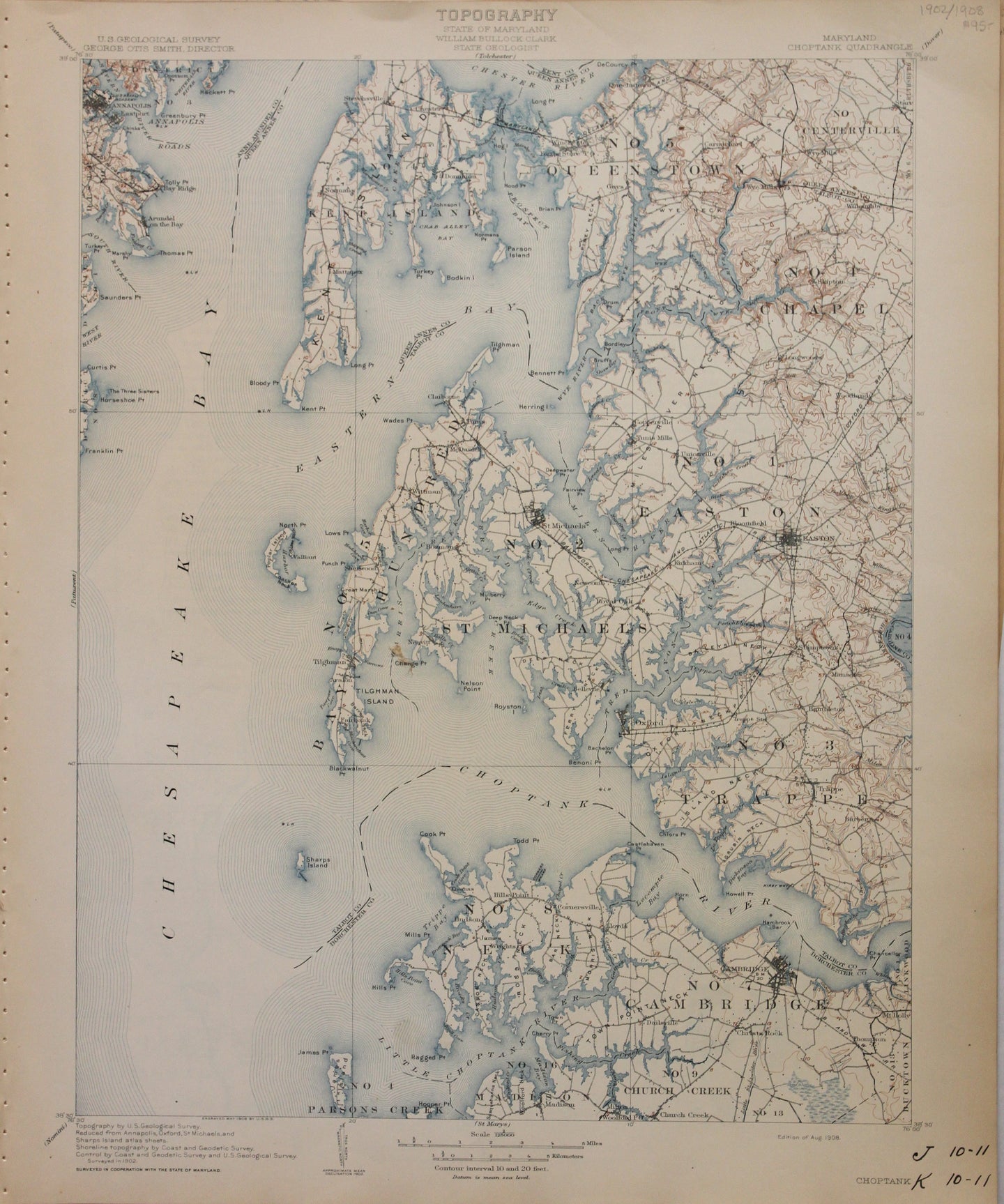 Genuine-Antique-Map-Choptank-Maryland--1908-U-S-Geological-Survey--Maps-Of-Antiquity
