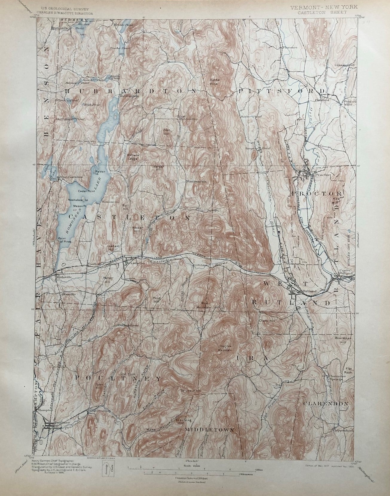Genuine-Antique-Topographic-map-Castleton-and-West-Rutland-Vermont-VT-Antique-Topo-Map-Antique-Geological-&-Topographical-Maps-Vermont-1900-USGS-Maps-Of-Antiquity-1800s-19th-century