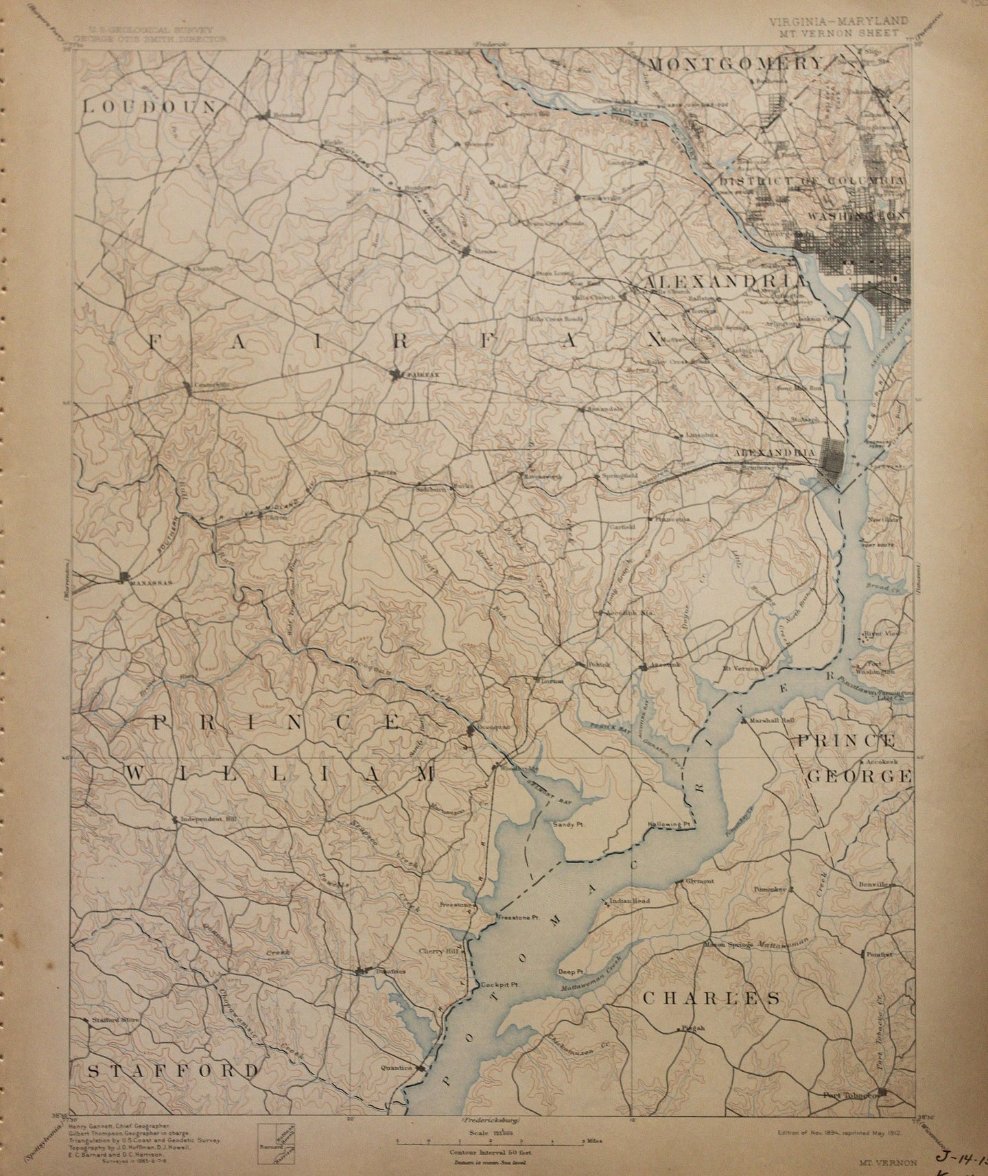 Genuine-Antique-Map-Mt-Vernon-Virginia-Maryland--1912-U-S-Geological-Survey--Maps-Of-Antiquity