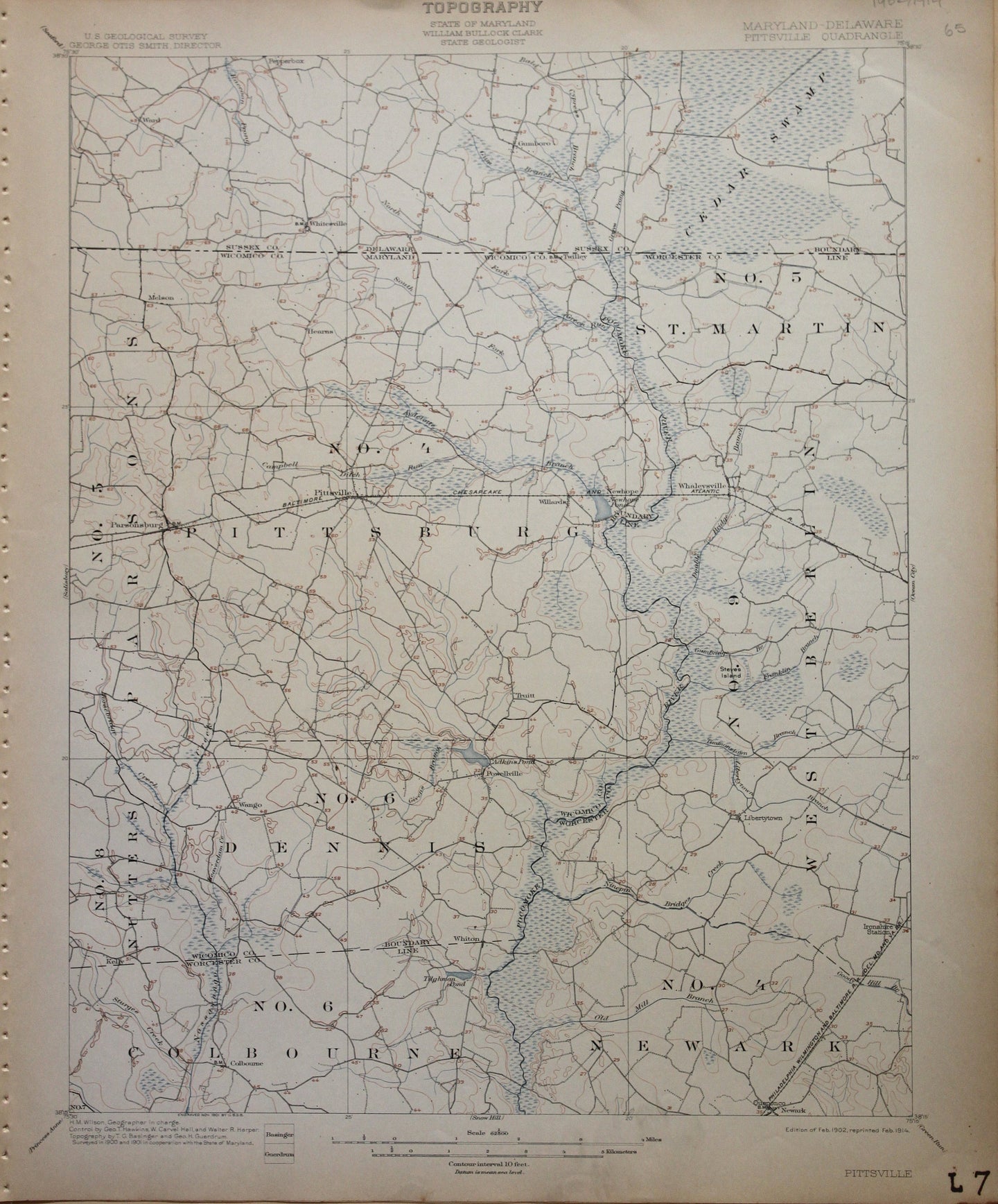 Genuine-Antique-Map-Pittsville-Maryland-Delaware--1914-U-S-Geological-Survey--Maps-Of-Antiquity