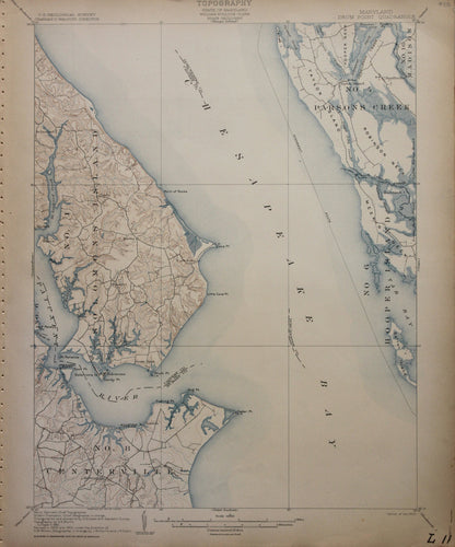 Genuine-Antique-Map-Drum-Point-Maryland--1905-U-S-Geological-Survey--Maps-Of-Antiquity