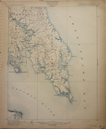 Genuine-Antique-Map-Point-Lookout-Maryland-Virginia--1912-U-S-Geological-Survey--Maps-Of-Antiquity