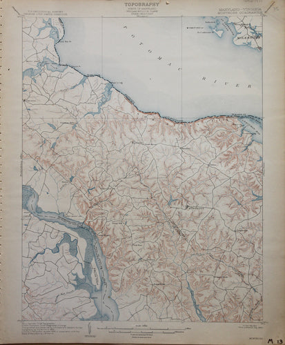 Genuine-Antique-Map-Montross-Maryland-Virginia--1914-U-S-Geological-Survey--Maps-Of-Antiquity