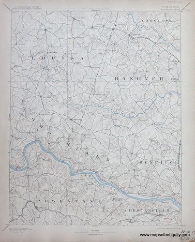 Genuine-Antique-Map-Goochland-Virginia--1908-U-S-Geological-Survey--Maps-Of-Antiquity