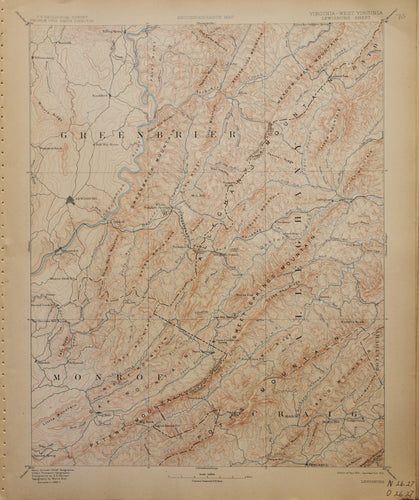Genuine-Antique-Map-Lewisburg-Virginia-West-Virginia--1912-U-S-Geological-Survey--Maps-Of-Antiquity