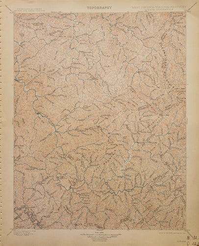 Genuine-Antique-Map-Oceana-West-Virginia-Virginia-Kentucky--1912-U-S-Geological-Survey--Maps-Of-Antiquity