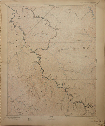 Genuine-Antique-Map-Warfield-West-Virginia-Kentucky--1911-U-S-Geological-Survey--Maps-Of-Antiquity
