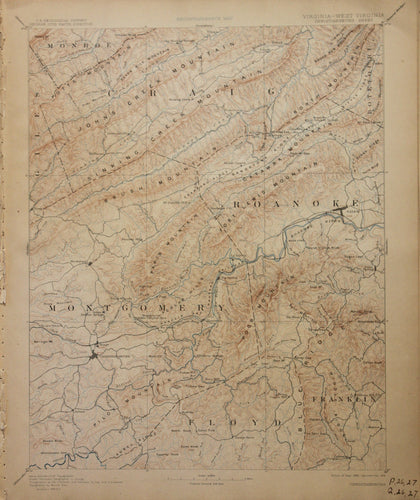 Genuine-Antique-Map-Christiansburg-Virginia-West-Virginia--1912-U-S-Geological-Survey--Maps-Of-Antiquity