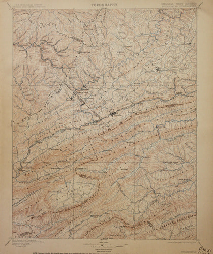 Genuine-Antique-Map-Pochahontas-Virginia-West-Virginia--1912-U-S-Geological-Survey--Maps-Of-Antiquity