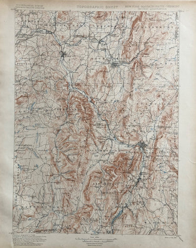 Genuine-Antique-Topographic-map-Taconic-Quadrangle-with-NY/MA/VT---New-York-Mass-and-Vermont-Antique-Topo-Map-Antique-Geological-&-Topographical-Maps-Vermont-1900-USGS-Maps-Of-Antiquity-1800s-19th-century
