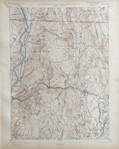 Genuine-Antique-Topographic-map-Warwick-and-Northfield-Mass.-MA-Antique-Topo-Map-Antique-Geological-&-Topographical-Maps-Vermont-1898-USGS-Maps-Of-Antiquity-1800s-19th-century