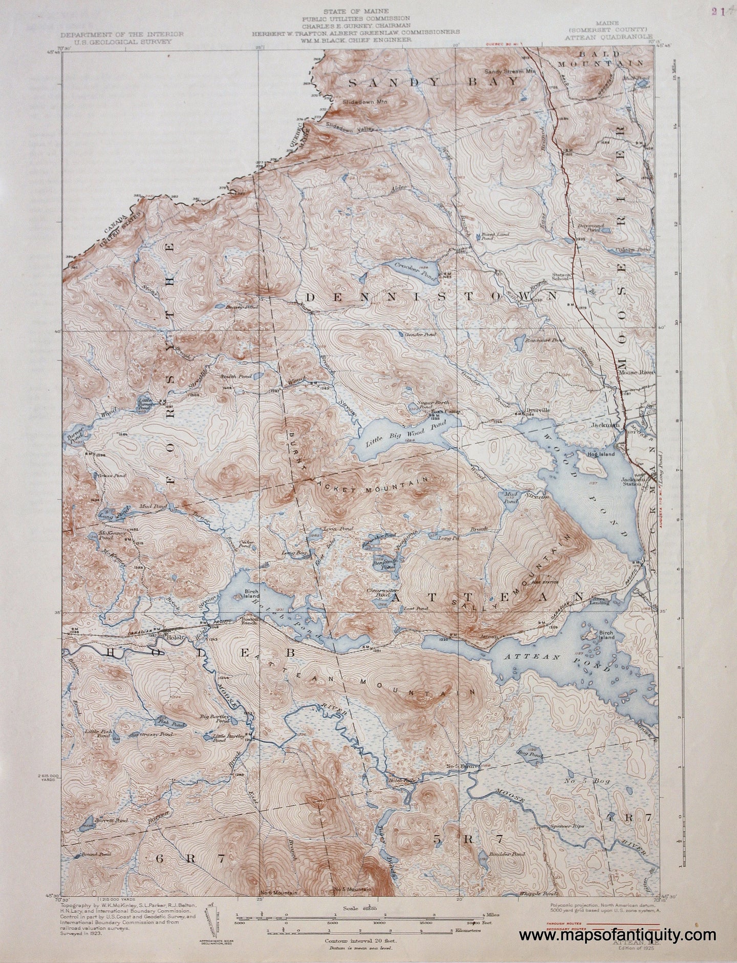 Genuine-Antique-Map-Attean-Maine--1925-US-Geological-Survey--Maps-Of-Antiquity