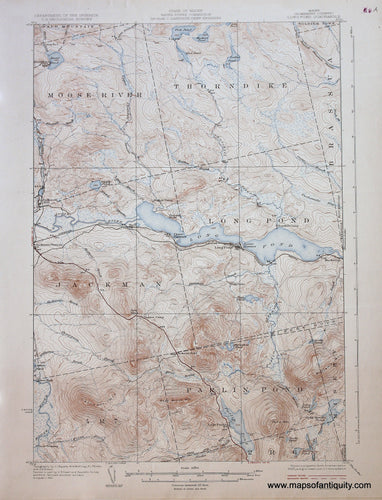 Genuine-Antique-Map-Long-Pond-Maine--1924-US-Geological-Survey--Maps-Of-Antiquity