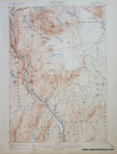 Genuine-Antique-Map-Bingham--Maine--1913-US-Geological-Survey--Maps-Of-Antiquity