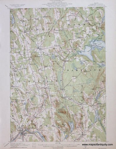 Genuine-Antique-Map-Skowhegan-Maine--1913-US-Geological-Survey--Maps-Of-Antiquity