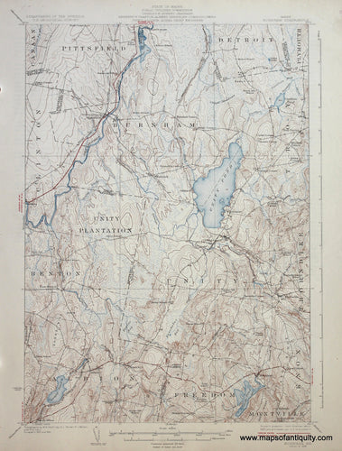 Genuine-Antique-Map-Burnham-Maine--1926-US-Geological-Survey--Maps-Of-Antiquity