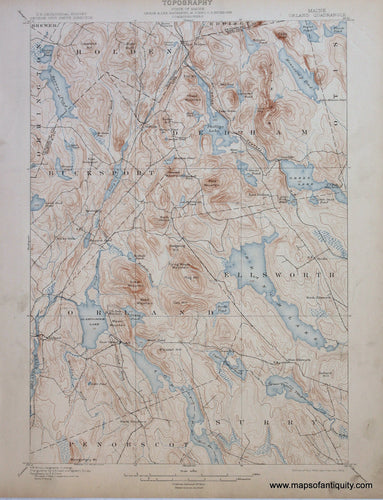 Genuine-Antique-Map-Orland--Maine--1909-US-Geological-Survey--Maps-Of-Antiquity
