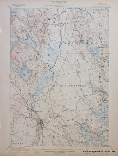 Genuine-Antique-Map-Ellsworth-Maine--1911-US-Geological-Survey--Maps-Of-Antiquity