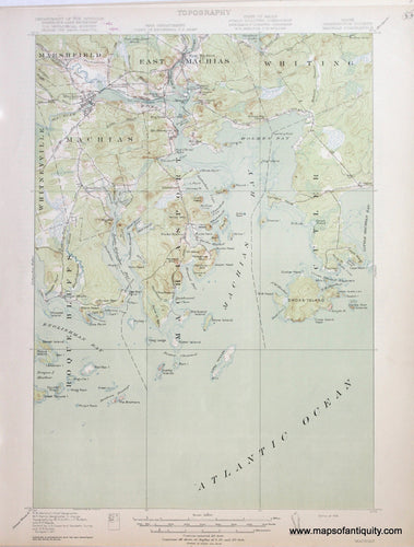 Genuine-Antique-Map-Machias-Maine--1918-US-Geological-Survey--Maps-Of-Antiquity