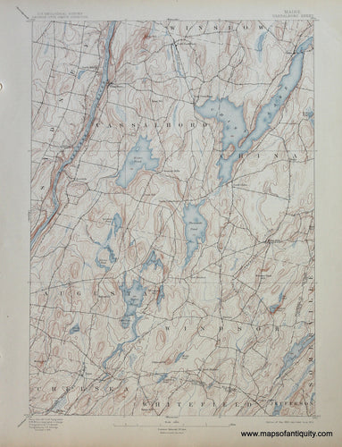 Genuine-Antique-Map-Vassalboro-Maine--1913-US-Geological-Survey--Maps-Of-Antiquity