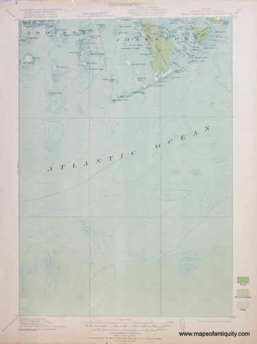 Genuine-Antique-Map-Great-Wass-Island-Maine--1921-US-Geological-Survey--Maps-Of-Antiquity