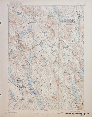 Genuine-Antique-Map-Norway-Maine--1917-US-Geological-Survey--Maps-Of-Antiquity