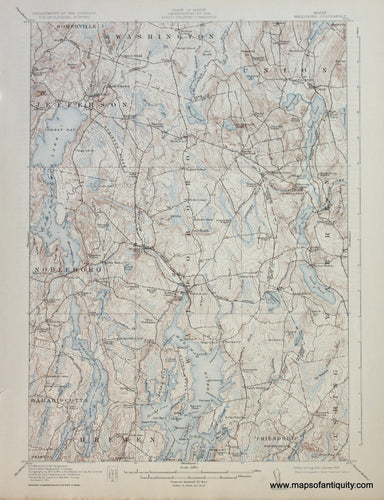 Genuine-Antique-Map-Waldoboro-Maine--1925-US-Geological-Survey--Maps-Of-Antiquity