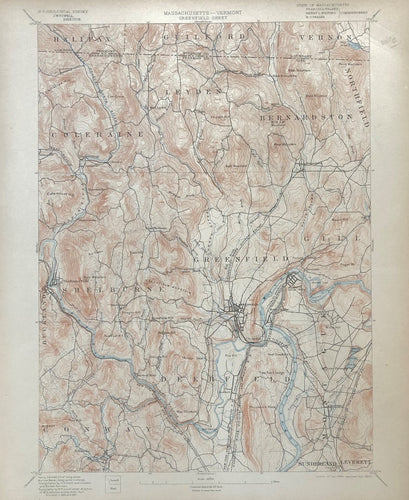 Genuine-Antique-Topographic-map-Greenfield-Mass-MA/VT-border-Antique-Topo-Map-Antique-Geological-&-Topographical-Maps-Massachusetts-1903-USGS-Maps-Of-Antiquity-1800s-19th-century