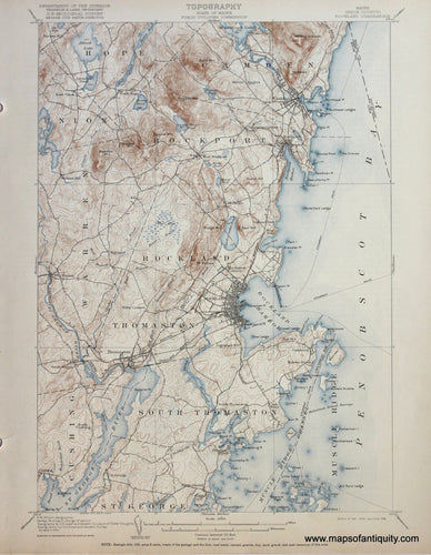 Genuine-Antique-Map-Rockland-Maine--1918-US-Geological-Survey--Maps-Of-Antiquity