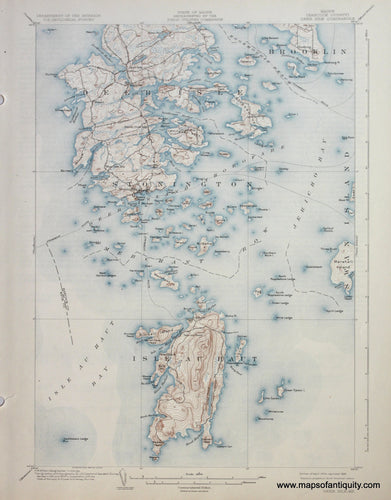 Genuine-Antique-Map-Deer-Isle-Maine--1926-US-Geological-Survey--Maps-Of-Antiquity