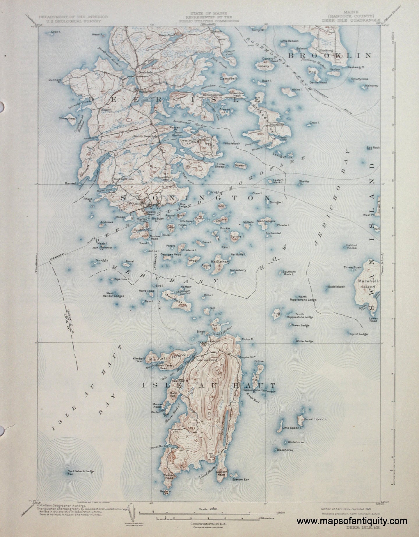 Genuine-Antique-Map-Deer-Isle-Maine--1926-US-Geological-Survey--Maps-Of-Antiquity