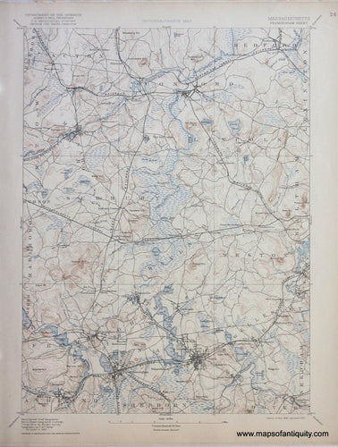 Genuine-Antique-Map-Framingham-Massachusetts--1922-US-Geological-Survey--Maps-Of-Antiquity