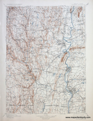 Genuine-Antique-Map-Holyoke-Massachusetts-Connecticut--1924-US-Geological-Survey--Maps-Of-Antiquity