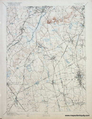 Genuine-Antique-Map-Dedham-Massachusetts--1917-US-Geological-Survey--Maps-Of-Antiquity