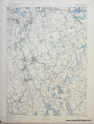 Genuine-Antique-Map-Abington-Massachusetts--1919-US-Geological-Survey--Maps-Of-Antiquity