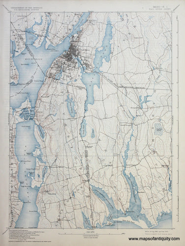 Genuine-Antique-Map-Fall-River-Massachusetts-Rhode-Island--1925-US-Geological-Survey--Maps-Of-Antiquity