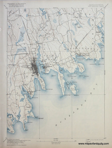 Genuine-Antique-Map-New-Bedford-Massachusetts--1917-US-Geological-Survey--Maps-Of-Antiquity