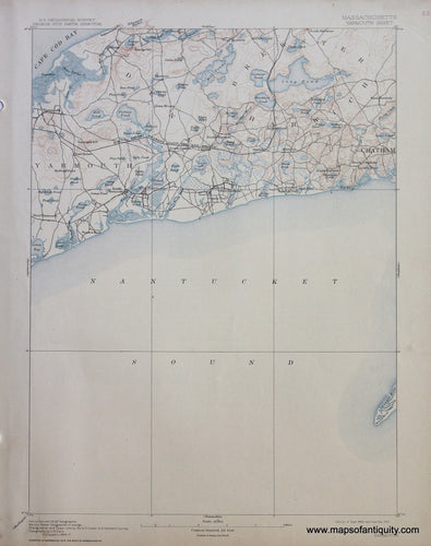 Genuine-Antique-Map-Yarmouth-Massachusetts--1912-US-Geological-Survey--Maps-Of-Antiquity