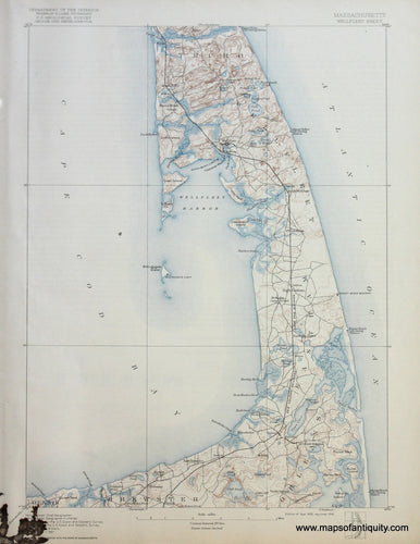 Genuine-Antique-Map-Wellfleet-Massachusetts--1918-US-Geological-Survey--Maps-Of-Antiquity