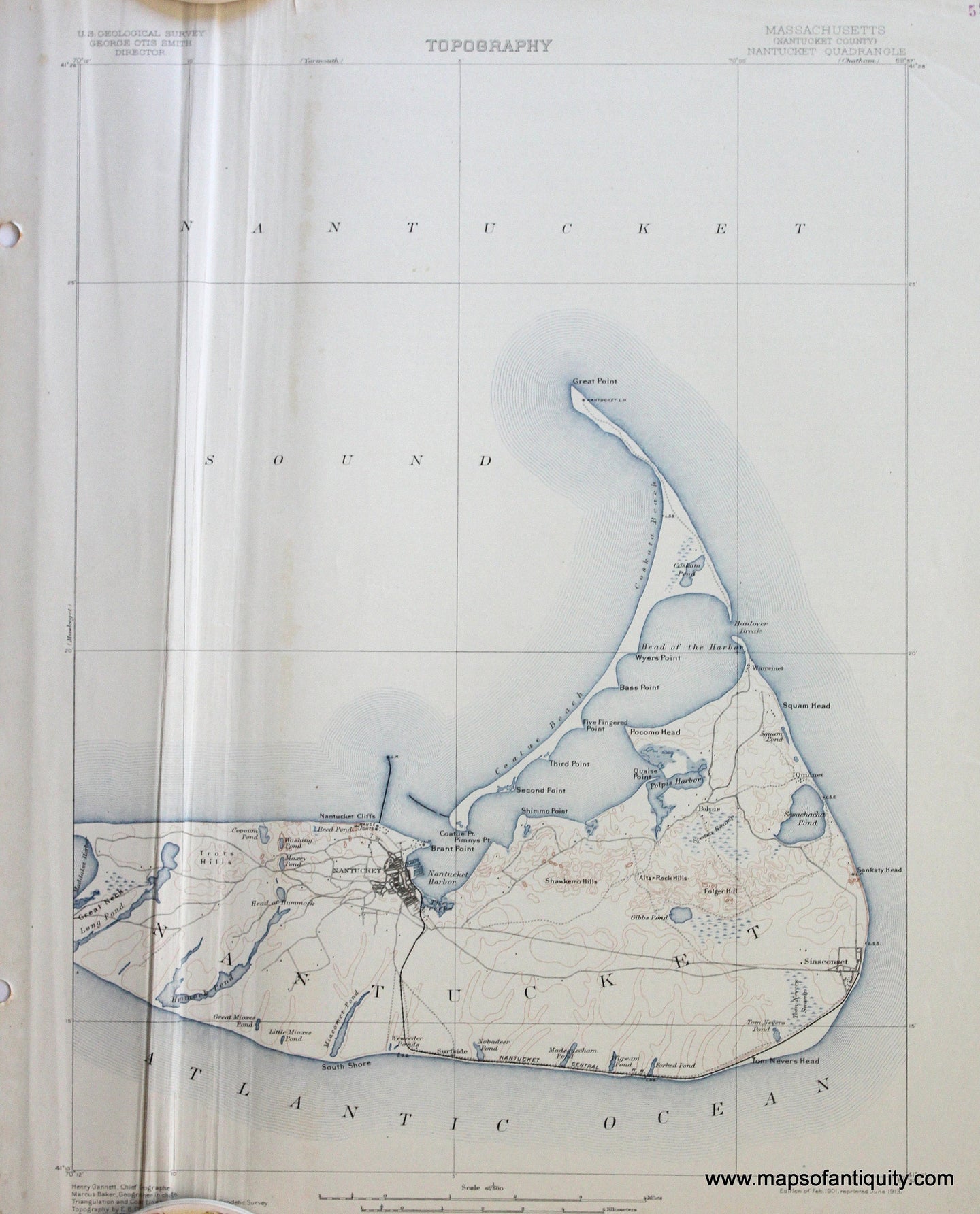 Genuine-Antique-Map-Nantucket-1913-US-Geological-Survey--Maps-Of-Antiquity